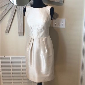 Champagne color cocktail dress with cut out back